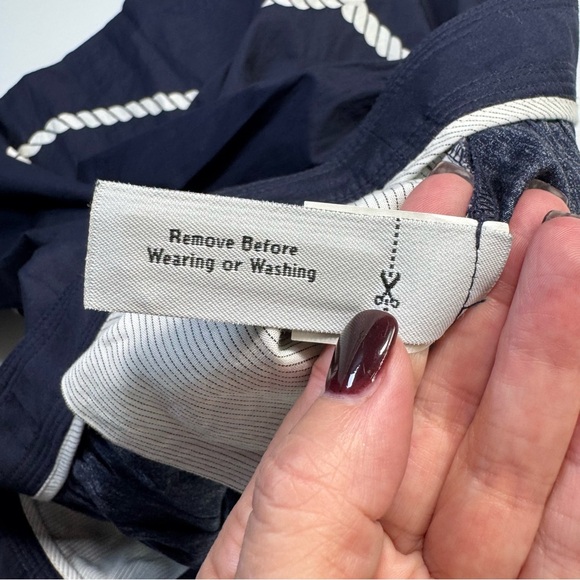 J.Crew Navy Blue Cotton A-Line Pleated Anchor Skirt Size 2 Nautical Coastal - Picture 10 of 13